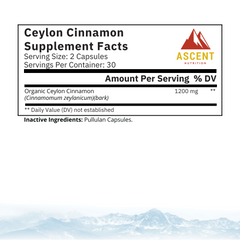 Organic Ceylon Cinnamon, 60 Capsules, 1200 mg