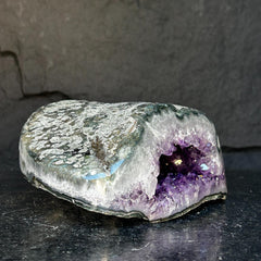 Extra Large Amethyst Geode Centerpiece With Green Agate