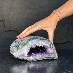 Extra Large Amethyst Geode Centerpiece With Green Agate