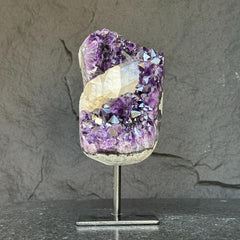 Amethyst Geode With Calcite & Quartz On Stand