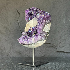 Amethyst Geode With Calcite & Quartz On Stand
