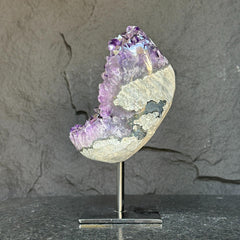Amethyst Geode With Calcite & Quartz On Stand