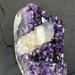 Amethyst Geode With Calcite & Quartz On Stand