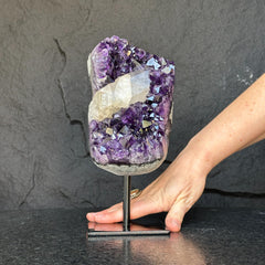 Amethyst Geode With Calcite & Quartz On Stand