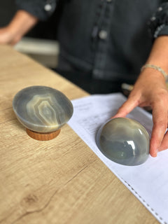 Natural Jasper Paperweight & Desk Ornament Set