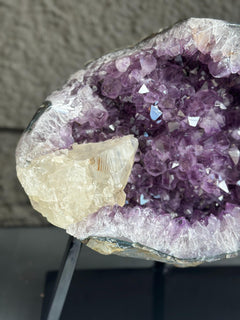 Rare Crystal Geode with Calcite, Outstanding Quality Amethyst