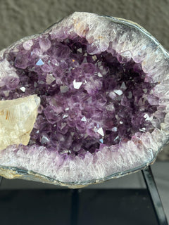 Rare Crystal Geode with Calcite, Outstanding Quality Amethyst