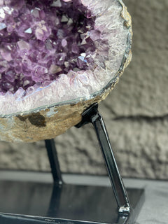 Rare Crystal Geode with Calcite, Outstanding Quality Amethyst