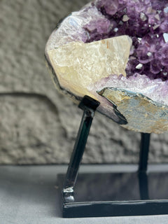 Rare Crystal Geode with Calcite, Outstanding Quality Amethyst