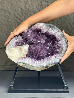 Rare Crystal Geode with Calcite, Outstanding Quality Amethyst