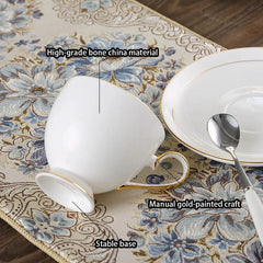 DecorBites™ Bone China Coffee Set White Gold Porcelain Tea Set Advanced Pot Cup