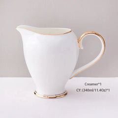 DecorBites™ Bone China Coffee Set White Gold Porcelain Tea Set Advanced Pot Cup