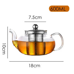 DecorBites™ Glass Teapot Flower Tea Set with Stainless Steel Strainer