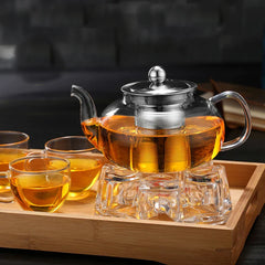 DecorBites™ Glass Teapot Flower Tea Set with Stainless Steel Strainer