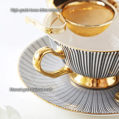 DecorBites™ Gold Porcelain Tea Set 200ml Elegant Coffee Cup Saucer Spoon Set