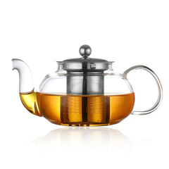 DecorBites™ Glass Teapot Flower Tea Set with Stainless Steel Strainer