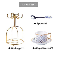 DecorBites™ Gold Porcelain Coffee & Tea Set, Elegant Bone China Luxury Ceramics