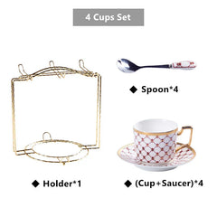 DecorBites™ Gold Porcelain Coffee & Tea Set, Elegant Bone China Luxury Ceramics