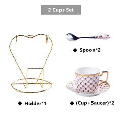 DecorBites™ Gold Porcelain Coffee & Tea Set, Elegant Bone China Luxury Ceramics