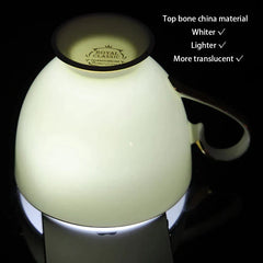 DecorBites™ Elegant Bone China Tea Set | Porcelain Teacup & Teapot Set White Gold