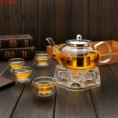 DecorBites™ Glass Teapot Flower Tea Set with Stainless Steel Strainer