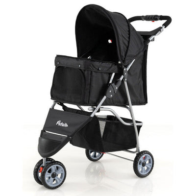 3 Wheel Pet Stroller for Small Dogs Cats up to 33 LBS-Black