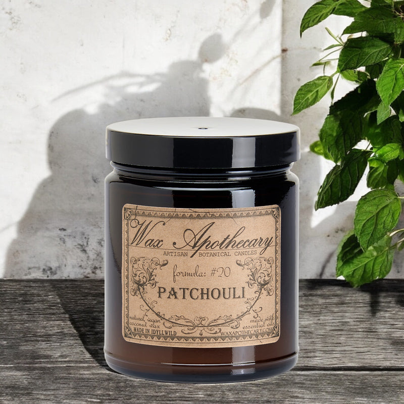 6 oz Botanical Candle in Amber Glass Jar - Patchouli