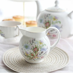 DecorBites™ Bone China Tea Set: Teapot, Teacup, Saucer, Fruit Plate, Tray, Mugs & Tableware