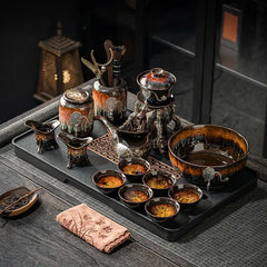 DecorBites™ Dragon Teapot & Magnetic Rotating Tea Set, Chinese Kung Fu Teaware