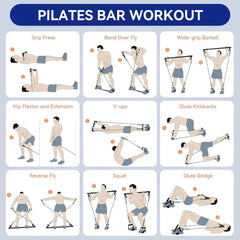 Multi Functional Tension Rope Fitness Stretcher for Household Abdominal Stretching Training, Tension Rope Pilates Stick Set