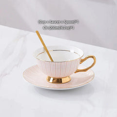 DecorBites™ Gold Porcelain Tea Set 200ml Elegant Coffee Cup Saucer Spoon Set