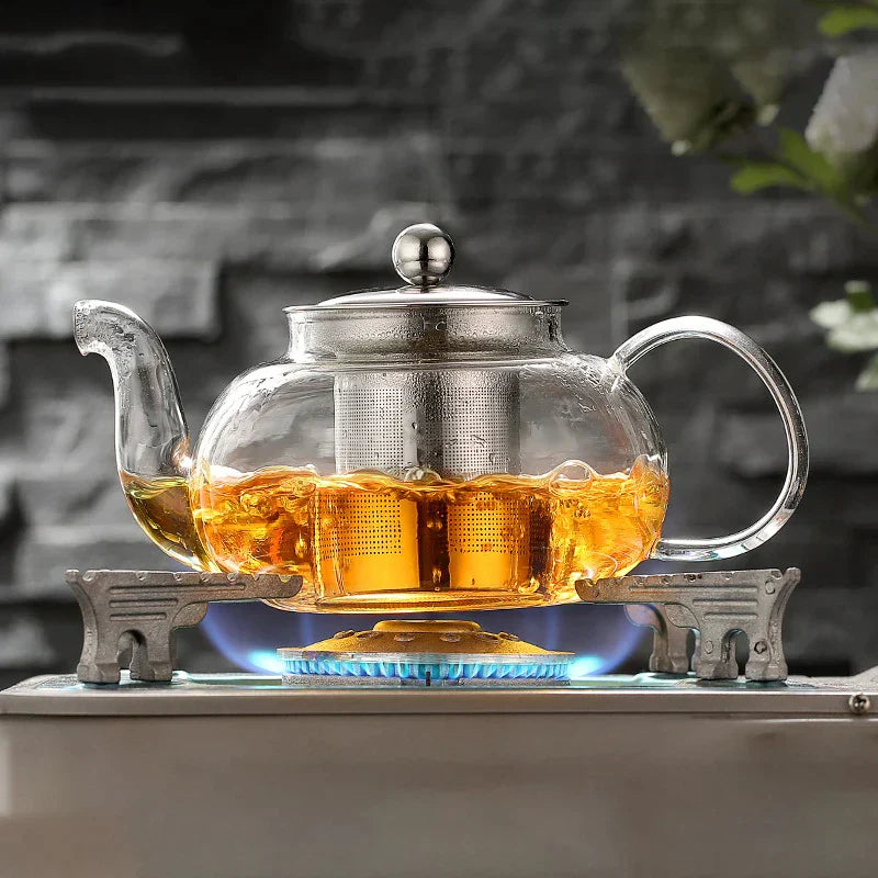 DecorBites™ Glass Teapot Flower Tea Set with Stainless Steel Strainer