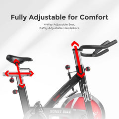 Health & Fitness Heavy-Duty Indoor Stationary Exercise Bike, 4-Way Adjustable Seat for Cycling Cardio workout at Home, Opt