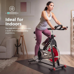 Health & Fitness Heavy-Duty Indoor Stationary Exercise Bike, 4-Way Adjustable Seat for Cycling Cardio workout at Home, Opt