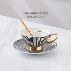 DecorBites™ Gold Porcelain Tea Set 200ml Elegant Coffee Cup Saucer Spoon Set
