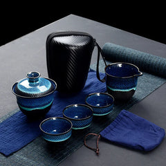 DecorBites™ Chinese Kung Fu Ceramic Tea Set Teapot Gaiwan Porcelain Teaset Drinkware