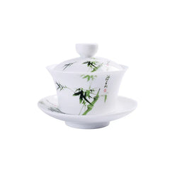 DecorBites™ Blue & White Porcelain Gaiwan Tea Set Puer Tea Cups Soup Bowl with Lid