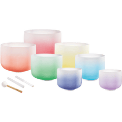 7 Chakra Color Quartz Crystal Singing Bowl Set (8"-14")