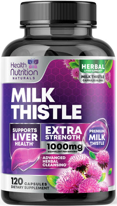 Milk Thistle Extract with Dandelion Extract 1000mg - Herbal Liver Supplement - Natures Milk Thistle Liver Cleanse Detox & Repair Formula with Silymarin Marianum Supports Liver Health - 120 Capsules